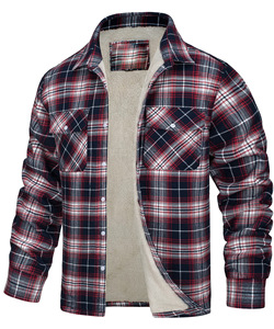 Chemise-veste en flanelle 100% coton pour homme, décontractée, à carreaux, en polaire, avec fermeture boutonnée, manches longues, vêtement d'extérieur chaud - Product Image 3