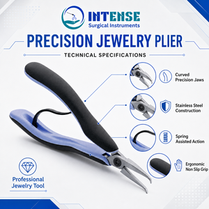 Pince à bijoux professionnelle à bec courbé, outil de pliage de fil de précision avec poignée ergonomique à ressort - Product Image 4
