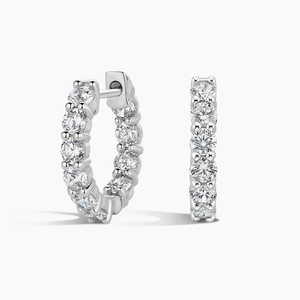 Pendientes de Aro de Oro Blanco con Diamantes para Mujer, Corte Brillante Redondo, Color D, Certificación IGI, Estilo Clásico, Uso Diario - Product Image 1