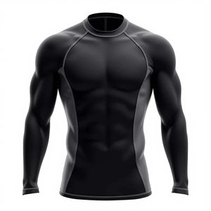 Camiseta de Compresión de Manga Larga Negra y Roja para Hombre, de Poliéster, para Todas las Temporadas, Uniforme Deportivo, Diseño Personalizable 2026 - Product Image 5