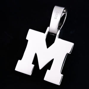 925 <b>silver</b> letter m pendant with d vvs moissanite trendy hip hop jewelry with gra certificate iced out charm pendants charms - Product Image 6