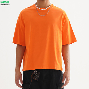 เสื้อยืดทรงบ็อกซี่ แขนสั้น คอกลม ผ้าคอตตอนผสม สไตล์ลำลอง สีพื้น สตรีทแวร์ - Product Image 4