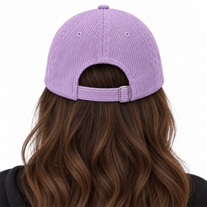 Gorra de pana lavanda unisex personalizada con correa trasera ajustable y diseño frontal bordado para uso diario informal. - Product Image 2