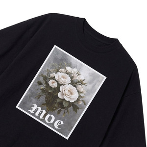 เสื้อยืดโอเวอร์ไซส์ลายดอกไม้สไตล์วินเทจสำหรับผู้ชาย ผ้าคอตตอนหนา 100% สตรีทแวร์ ทรงบ็อกซี่ ไหล่ตก เสื้อยืดฤดูร้อน - Product Image 3