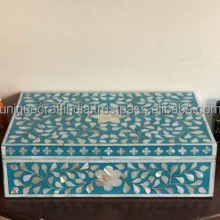 Caja de Joyería Rectangular Moderna Hecha a Mano con Incrustaciones de Madreperla de la Mejor Calidad, con Cierre Magnético |   Artesanías Naturales Premium - Product Image 5