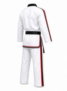 Uniforme de judo unisexe blanc avec rayures rouges et noires, coupe classique, 100% coton, durable, respirant, léger, vêtements d'arts martiaux pour adultes - Product Image 6