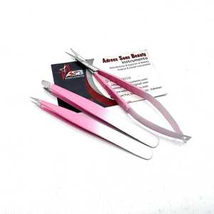 Pince à épiler en acier durable avec logo personnalisé, pointe biseautée, rose ombré, ciseaux à sourcils à ressort pour usage esthétique - Product Image 2