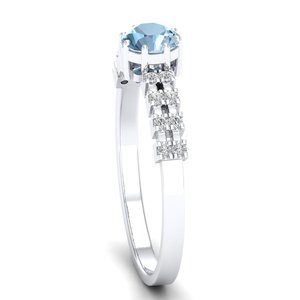 Bague REYES en argent sterling 925 avec pierre précieuse aigue-marine ronde taille brillant 0,5 carat, certifiée GRA, bijoux en moissanite – Prix de gros - Product Image 3