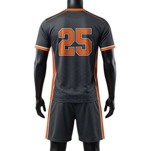 Ensemble d'uniformes de lacrosse unisexe gris et orange en polyester, maillot et short athlétiques légers, tenue de sport pour matchs d'équipe - Product Image 2