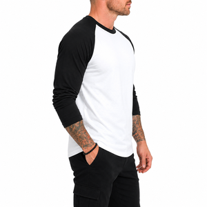 เสื้อยืดแร็กแลนแบบสั่งทำสำหรับผู้ชาย แขนยาว ผ้าฝ้าย 100% ผู้ผลิต OEM ODM คุณภาพสูง สปอร์ต ทันสมัย แห้งเร็ว - Product Image 4