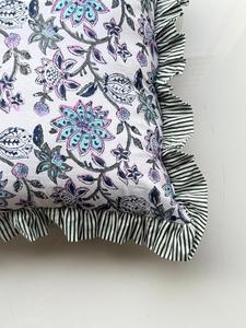 Beautiful Flower Print Cotton Frill Bohemian Pillow Cushion <b>Covers</b> -<b>Sofa</b> <b>Covers</b> Floral Cushion <b>Covers</b> Decorative Pillows - Product Image 3