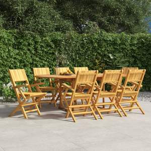 Ensemble de 8 chaises pliantes de jardin en teck massif, qualité supérieure, mobilier d'extérieur - Product Image 1