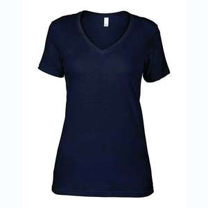Camisetas al por mayor para mujer 2026, cuello en V profundo, lisas, sin marca, de alta calidad, 100% algodón, para imprimir. - Product Image 4
