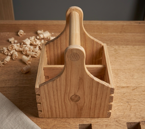 Support élégant fait main en bois de pin rustique non pliable pour organiser les couverts (cuillères, fourchettes, couteaux) pour comptoir de cuisine et salle à manger - Product Image 3
