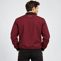 Blouson bomber rose pour homme, coupe-vent décontracté avec fermeture éclair, logo frontal, poignets côtelés, prix de gros, prix bas, personnalisable
