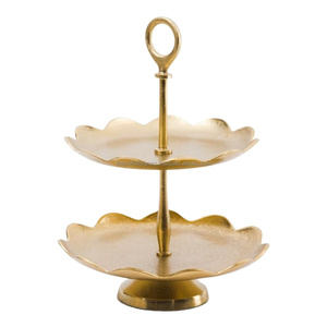 Support à gâteau à 2 étages de luxe, décorations florales pour assiettes et plats, présentoir à fruits, cupcakes et bonbons, décoration de mariage et de fête, à vendre - Product Image 1