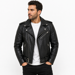 Custom Genuine Leather Biker <b>Motorcycle</b> Racing <b>Jacket</b> OEM ODM Manufacturer Wholesale Men Breathable Windproof Durable - Product Image 4