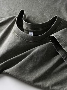 Camiseta de hombre de algodón lavado con efecto ácido, estilo vintage, oversize, casual, streetwear de verano, lisa - Product Image 3
