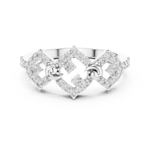 Anillo de Diamantes de Lujo con Corona para Mujer |   Diseño geométrico de infinito |   Engaste Micro Pavé |   Anillo de Moissanita |   Oro Amarillo - Product Image 5