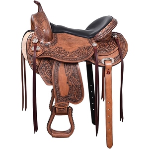 Silla de Montar Western de Cuero Genuino Premium, Silla de Montar para Caballo Estilo Vaquero Personalizada con Correas de Estribo, Equipo Ecuestre, Proveedor OEM - Product Image 1