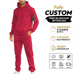Survêtement décontracté d'hiver pour homme, à capuche, uni, léger, de haute qualité, fabrication OEM/ODM directe d'usine, confortable, deux pièces, actif - Product Image 1