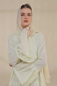 Cream Floor Modest Islamic <b>Dress</b> <b>Long</b> Sleeve High Neck Solid Color Lightweight Daily Wear Middle East Style Muslim Abaya Sets - Product Image 4