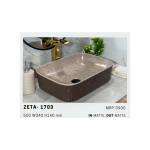 อ่างล้างหน้าเซรามิกแบบวางบนเคาน์เตอร์ Zeta 1707 เงาสูง สำหรับใช้ในห้องน้ำโรงแรมหรูหราและที่พักอาศัย - Product Image 5