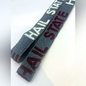 Cinturones de cuentas de vidrio hechos a mano de lujo vintage azul y naranja, correa de guitarra de longitud personalizada, diseño de estrella bordado con cuentas, ecológico - Product Image 6