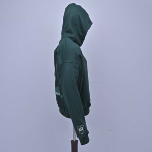 Sudadera con capucha verde para hombre MRI Made, con cremallera, de algodón y forro polar, con letra D bordada, informal, para otoño, de corte regular, diseño personalizado. - Product Image 4