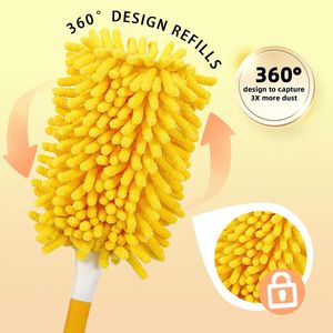 ผ้าปัดฝุ่นไมโครไฟเบอร์แบบใช้ซ้ำได้ 360 องศา สำหรับงานหนัก ใช้ได้กับ Swiffer และพัดลมเพดาน - Product Image 4