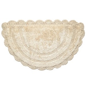 Vintage Chic Half Circle Cotton Bath <b>Mat</b> Handcrafted Solid Color Non-Slip Rubber Backing Machine Washable Home Use - Product Image 1