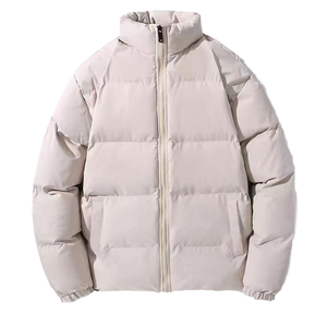 Men's Blue Puffer Jacket Winter <b>Coat</b> Stand Collar Zipper Closure Windproof Casual Thick Polyester Wadding Regular Fit - Product Image 2
