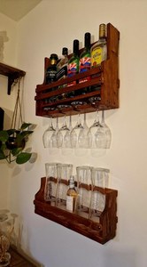 Soporte de Madera para Botellas de Vino y Vasos con Ganchos Colgantes, Organizador Decorativo para Cocina, Hogar y Bar - Product Image 6