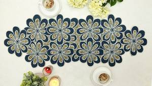 Handmade gold flower beaded <b>Table</b> <b>runner</b>. Matching Placemats also available Pallavi - Product Image 3