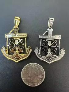 Pendentif Croix Ancre Jésus-Christ pour Homme en MOISSANITE Véritable, Argent Sterling 925 Massif, Finition Or ou Rhodium, Passe le Testeur de Diamant - Product Image 2