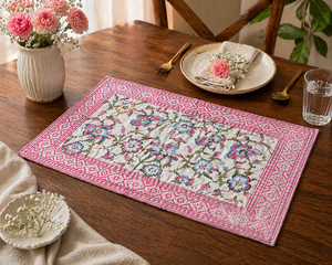 ชุดแผ่นรองจานลายดอกไม้สไตล์โบโฮ ทำจากผ้าฝ้ายที่ยั่งยืนได้ ซักล้างได้ ตกแต่งโต๊ะอาหาร งานฝีมือชิ้นเอก คุณภาพส่งออก - Product Image 2