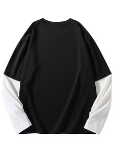 <b>Top</b> Trending Men Double Sleeve T-Shirts Breathable Plus Size 100% Cotton Double <b>Layer</b> Design Custom Front Logo Street Style Desn - Product Image 2