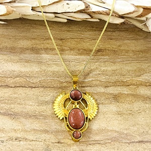 Nouveau Collier Femme en Laiton Plaqué Or 18 carats, Pendentif Scarabée Bohème Ethnique, Design 2026, pour Vente en Gros OEM ODM - Product Image 1