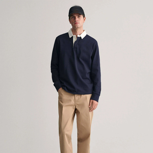Polo à manches longues pour homme de haute qualité, personnalisation de la marque, tissu léger, vêtements décontractés pour les vacances, les stations balnéaires, les activités de plein air et le streetwear - Product Image 1