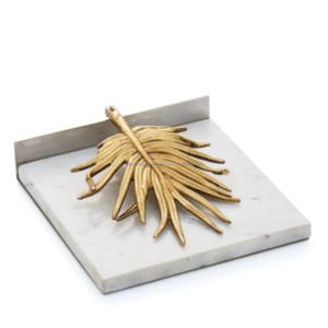 Trending White <b>Marble</b> Display Tissue Stand With Gold Plated Casted <b>Large</b> Leaf Hot Selling Wedding Napkin/Tissue Holder by TCD - Product Image 1