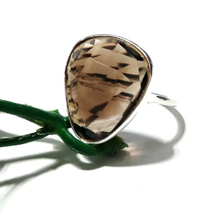 Natural Smoky Quartz Checker Cut <b>Ring</b>, Smoky Quartz Gemstone <b>Ring</b>, 925 Sterling Silver <b>Ring</b>, Handmade Statement <b>Ring</b> - Product Image 2