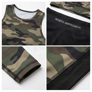 North Approach 2 Piece Yoga Set <b>Camouflage</b> Crop Top High Waist Leggings Full Length Breathable Sportswear - Product Image 4