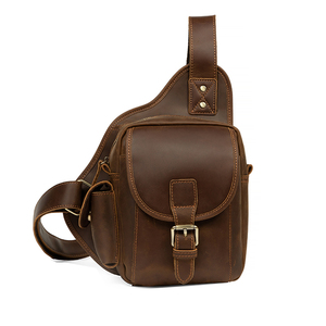 Multi Pocket Leather <b>Chest</b> Bag With Adjustable Crossbody Strap Compact <b>Storage</b> Design For Travel Outdoor And Casual Daily Use - Product Image 1