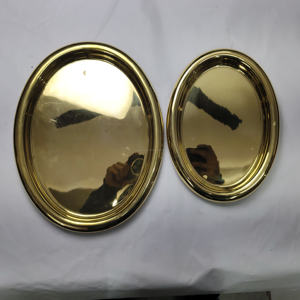 ชุดถาดเสิร์ฟรูปวงรีสแตนเลสสตีลเคลือบทองหรูหรา 4 ชิ้น แบบซ้อนได้ ขัดเงาเหมือนกระจก สำหรับบุฟเฟ่ต์ - Product Image 5