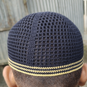 Chapeau Kufi musulman en maille tricotée à la main de qualité export, unisexe, couleur unie, ajustable, extensible, respirant, bonnet chimio, turban en coton - Product Image 1