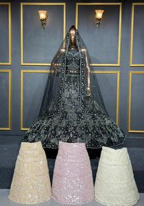 Lehenga choli nupcial de estilo tradicional, con bordado completo de jarkan, un diseño de cinturón atrevido y un amplio vuelo para un estilo grandioso. - Product Image 4