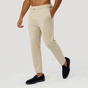 Pantalones de Hombre Beige de Corte Recto, Cintura Media, Transpirables, Estilo Casual Elegante con Bolsillos Laterales - Product Image 6