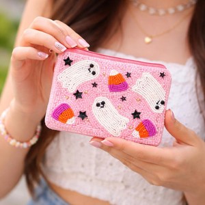 Monedero Artesanal Étnico TIMELESS CRAFT con Bordado de Cuentas, Cartera Pequeña con Cierre de Cremallera, Portamonedas Tribal con Cuentas - Product Image 1