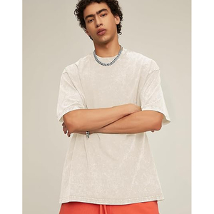 Men High Quality Acid Wash Cotton Summer <b>Set</b> T Shirt Shorts Casual Loose Fit Matching Outfit - Product Image 4