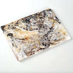 Tabla de cortar rectangular de resina epoxi con diseño de queso de playa, tabla de charcutería de resina, tabla de queso de resina de la colección Handmade - Product Image 1
